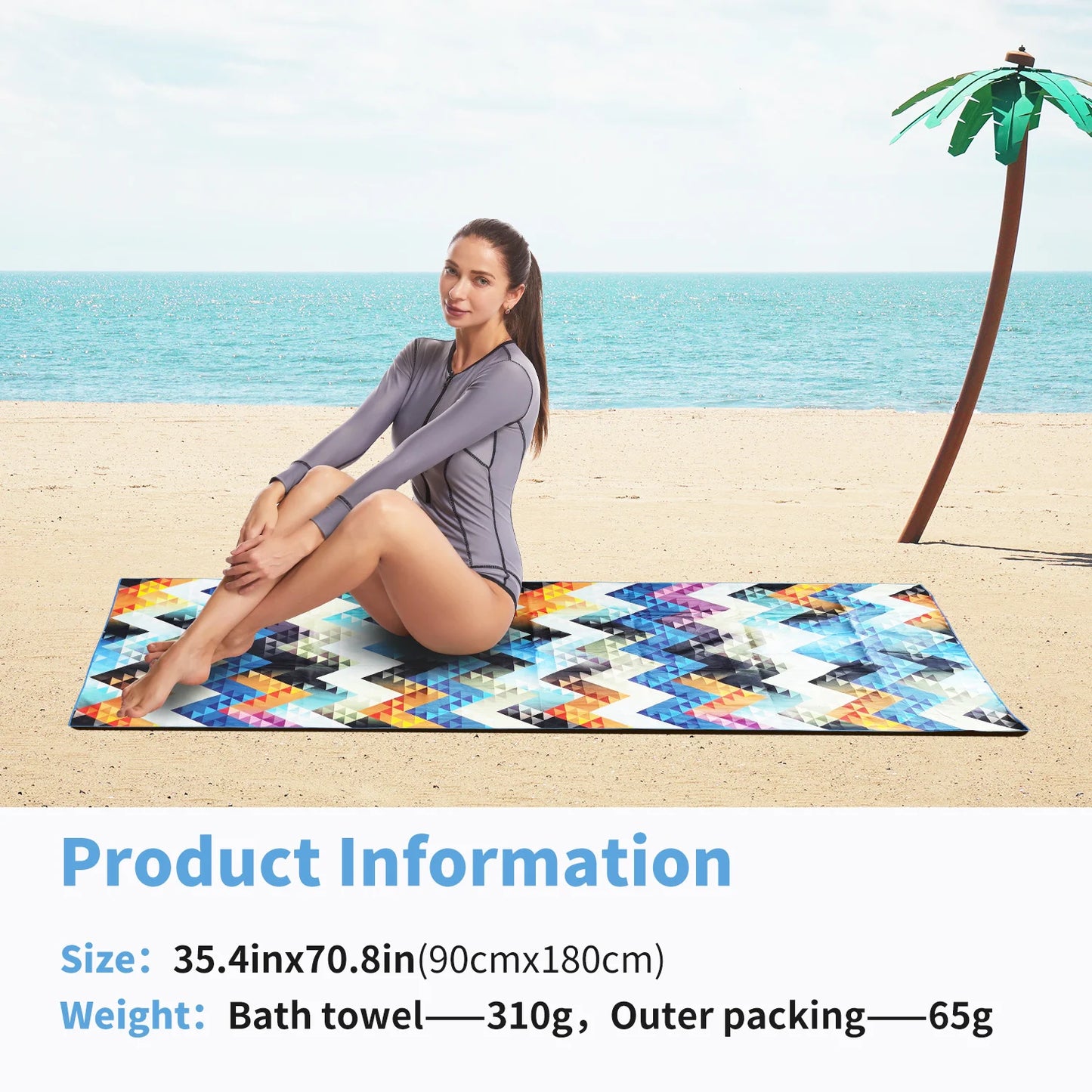 Beach Towels Quick Dry ingHiTurbo Microfiber  With Carrying Bag, Ultra Lightweight, Fast-drying Super Absorbent Bohemian Printing